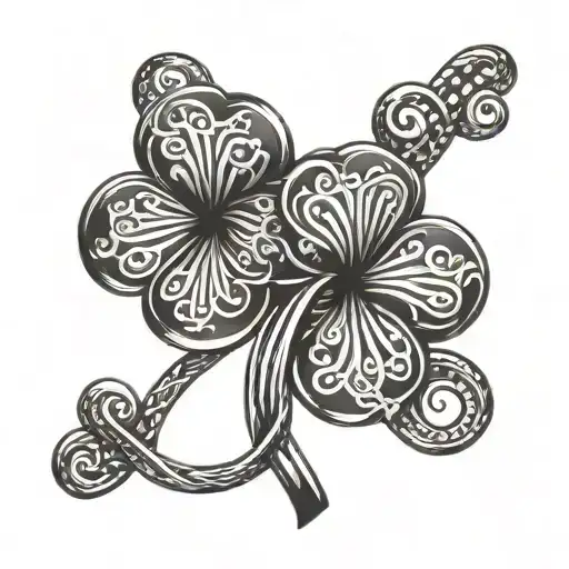 Create A Stylized 4 Leaf Clover Intertwined With The Number 82