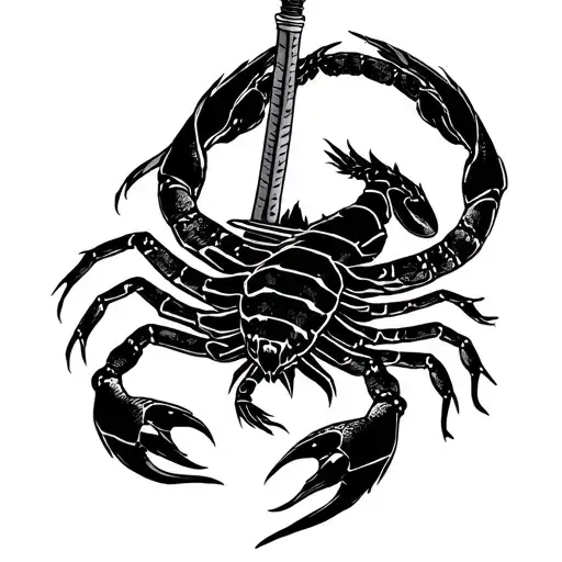 Escorpion Surrounding A Katana