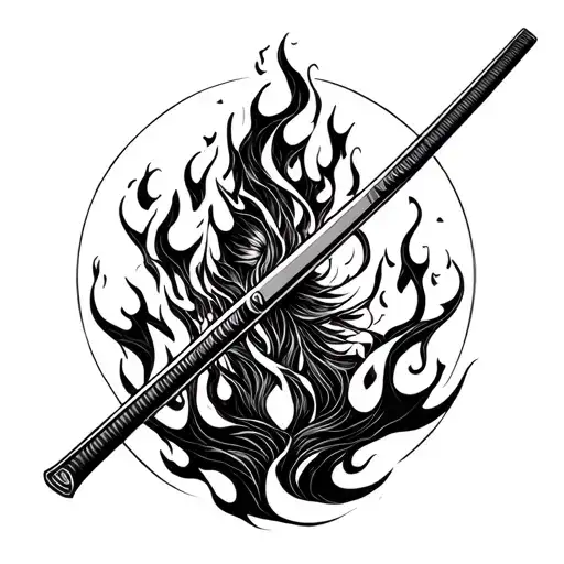 Katana In Fire