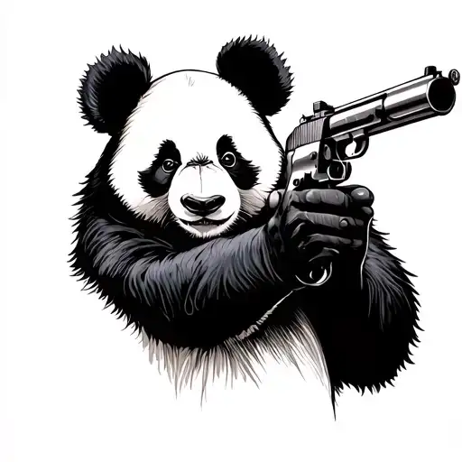 Panda Shooting A Gun