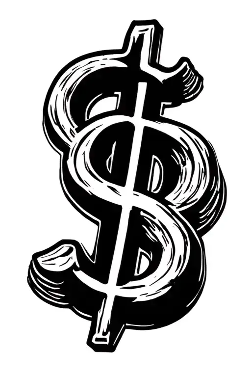 Dollar Draw With Text In Cool Style And Under