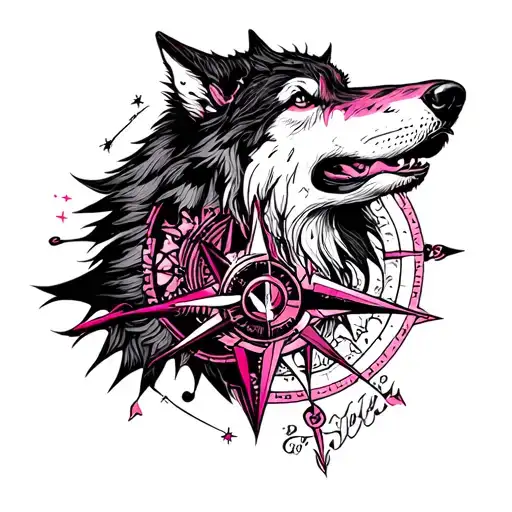 Pink Wolf And Compass