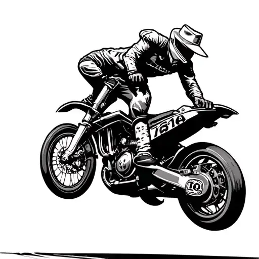 Motogp Style Motorbike Doing A Wheelie With Cowboy Riding It Like A Bucking Bronco