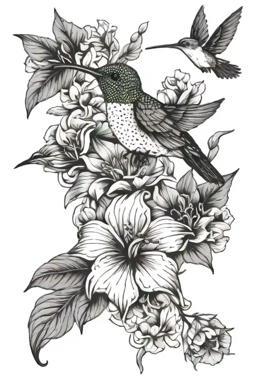 Humming Bird And Flower