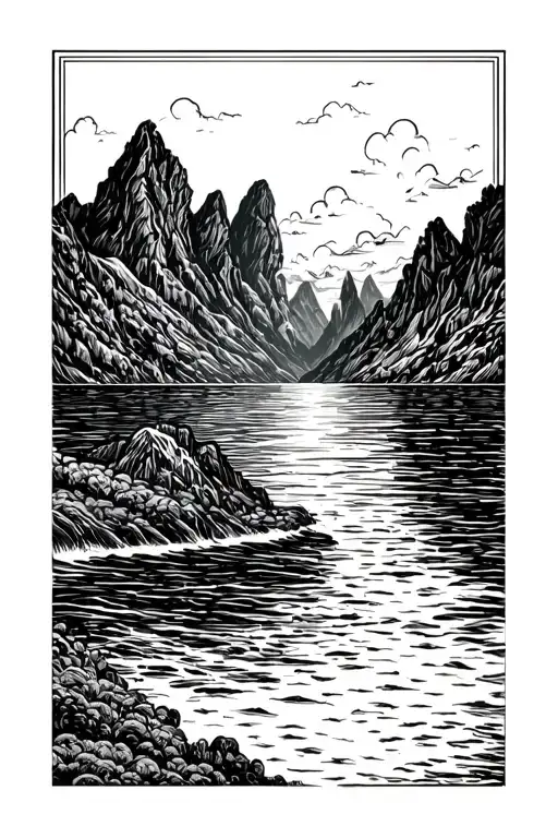 Landscape Of The Sea Surrounded By Mountains