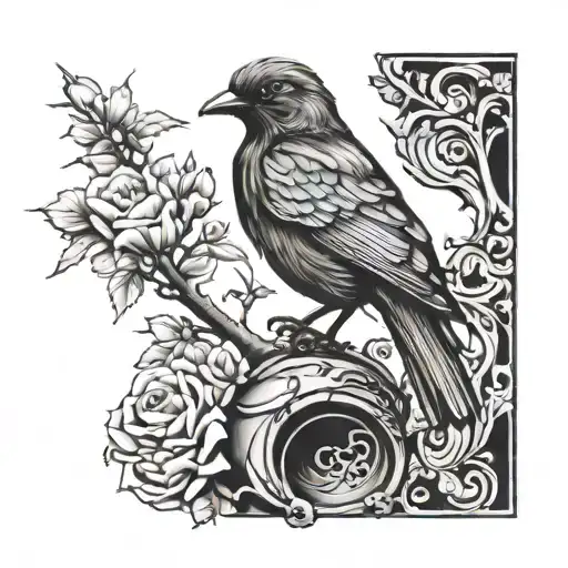 Bird Sillouhette With Statue Inside