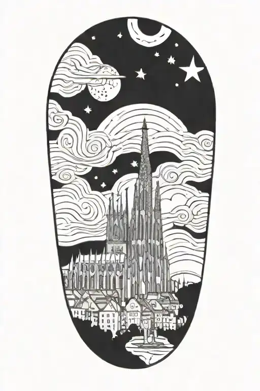 Van Gogh Starry Night With La Sagrada Familia