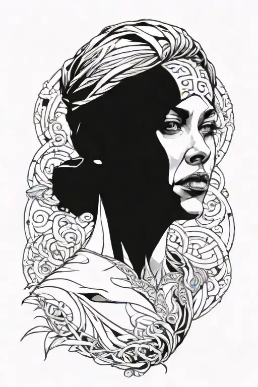 Widow Woman Blindfolded Front Face