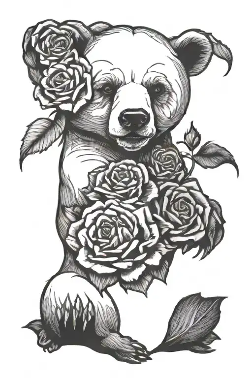 Bear And Rose Intertwined