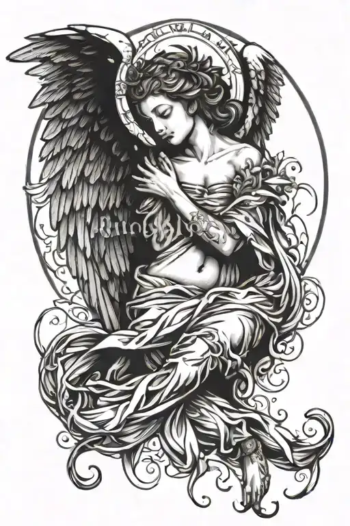 Angel With Angel Wings And Halo