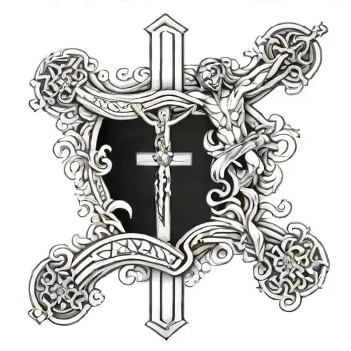 Generate Image Of Crucifix With The Names Trenxh And Eddie Incorporated Into It