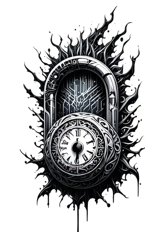 Dark Cyberpunk Lock Shaped Like