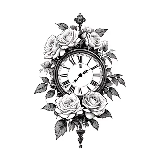 Roses Blooming Clock Inside