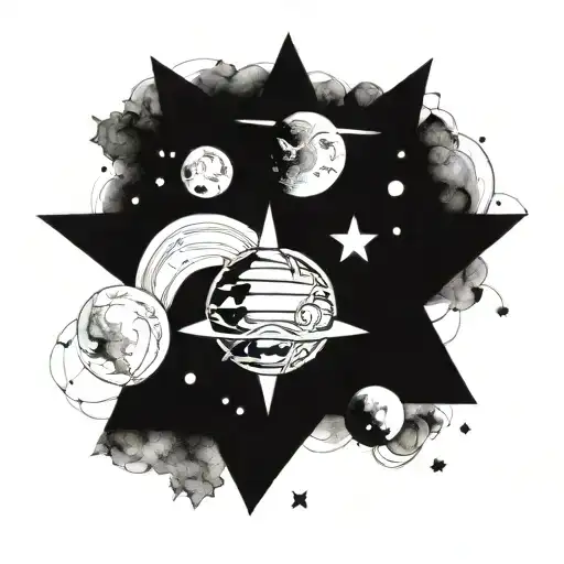 Orbiting Moons Around A Central Star To Symbolize Family Dynamics