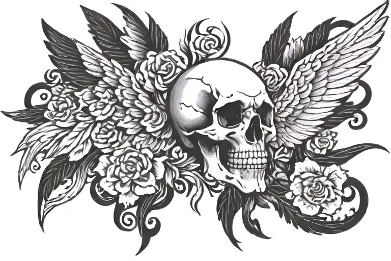 Skull And Wings Spread