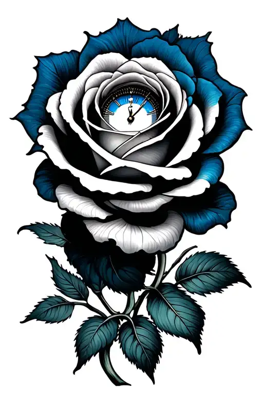 Clock Face Rose Wrapped Blue Eyes