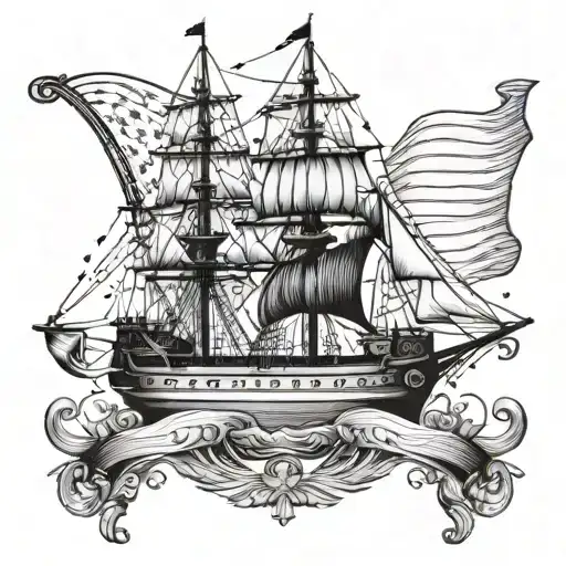 French Flag Warship Ship