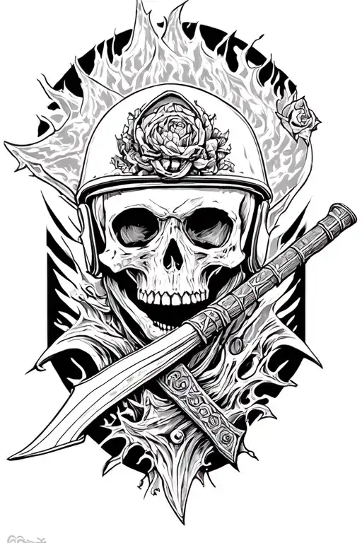 Death With A Scythe In A Military Helmet