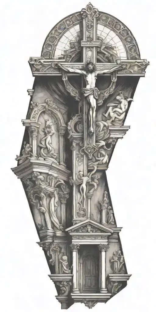 The Inside Of A Catholic Church With An Upside Down Cross