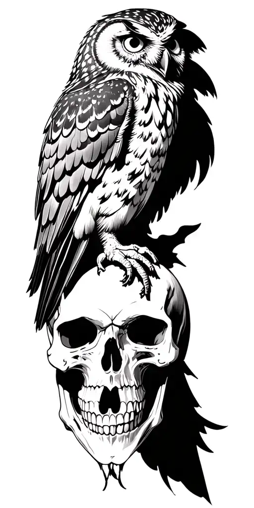 Owl On A Skull Surrounded
