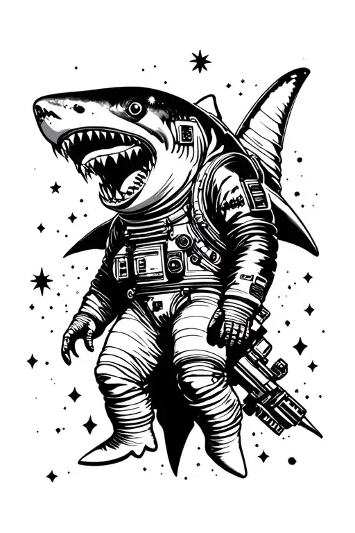 Astronaut Shark In Space