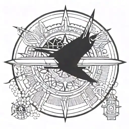 A Mandala Incorporating Elements Of Aviation Such As Airplanes Or Propellers