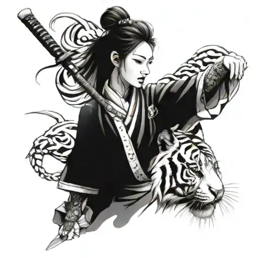 Tiger Samurai Women Face