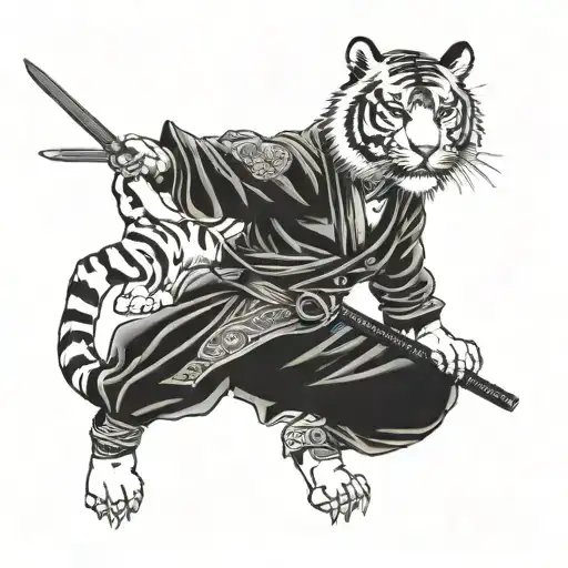 Tiger Women With Samurai Sword