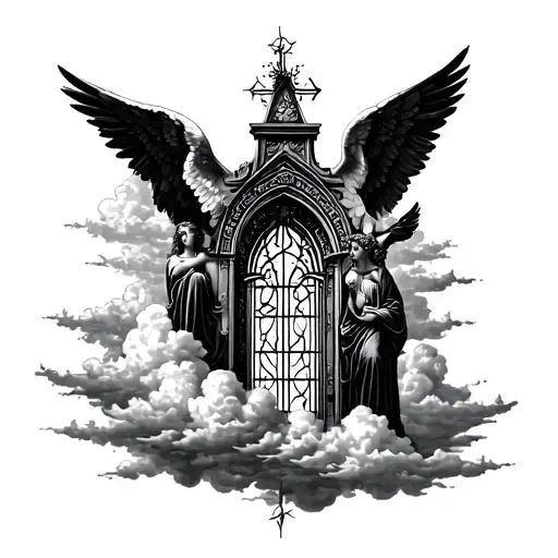 Heaven Gates And Angels And Clouds