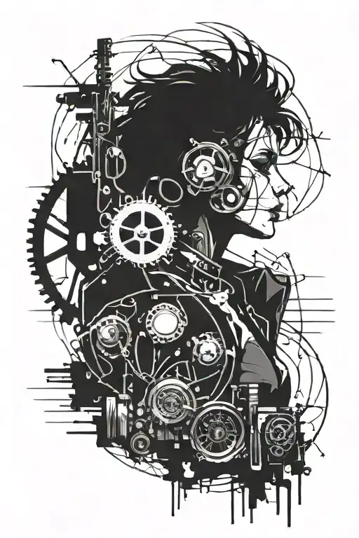 Woman Siluette Movie Reel Cyber Punk Rock Inspired