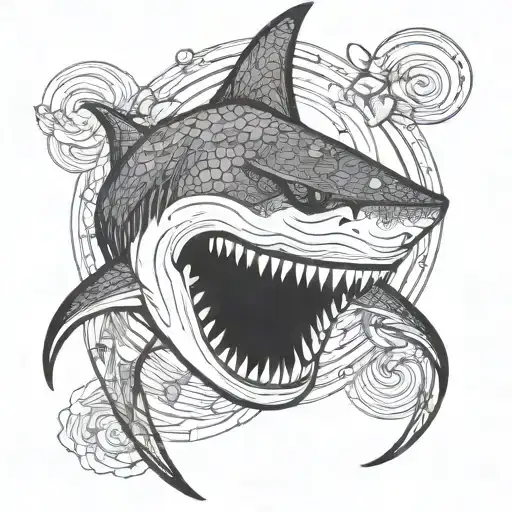 Shark Head Beautiful Blackwork