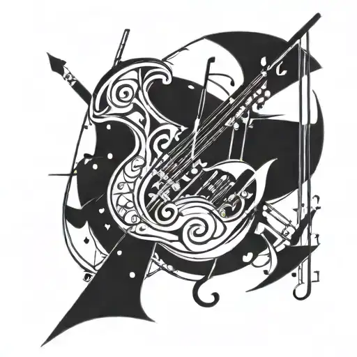 A Cosmic Sagittarius Symbol Intertwined With Musical Notes