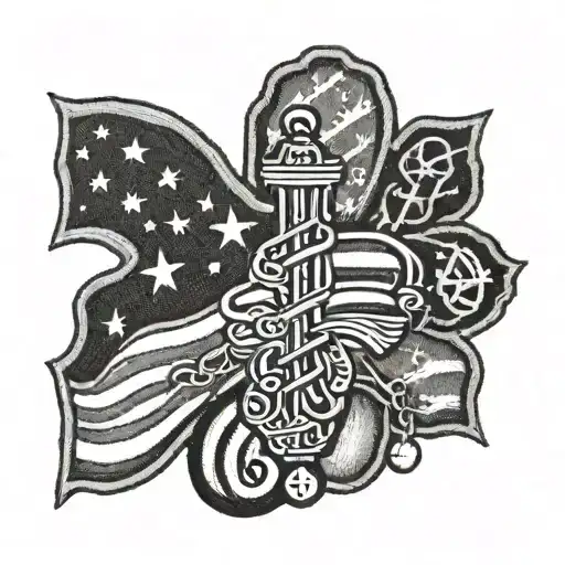 American Flag With Medical Symbol Embroidered On It