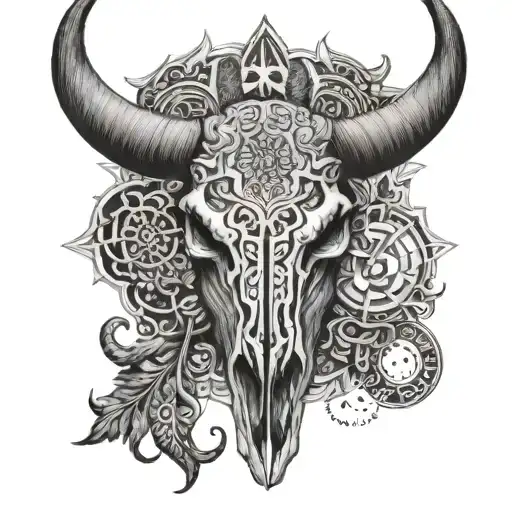 Bull Skull Mandala Viking Warrior