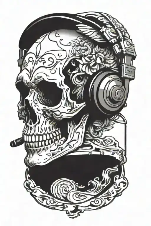 Skull Wearing Headphones