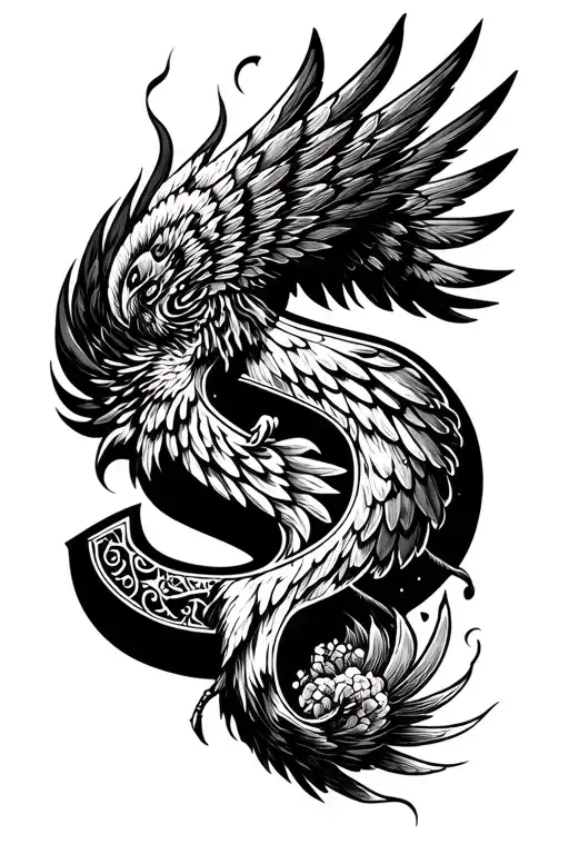 Alphabet S With Pheonix Wings