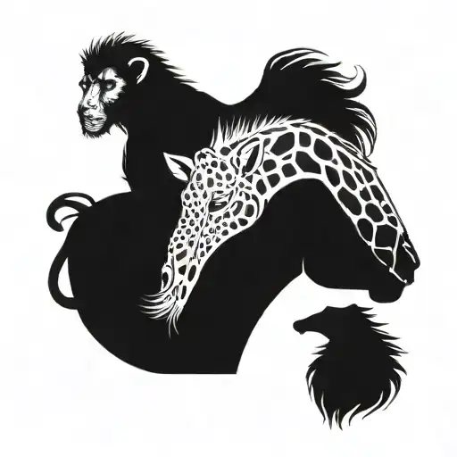 Monkey Giraffe And Lion