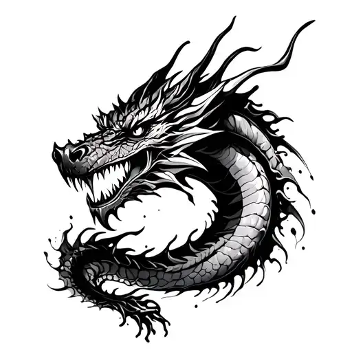 Dragon Down With Paint Splashes