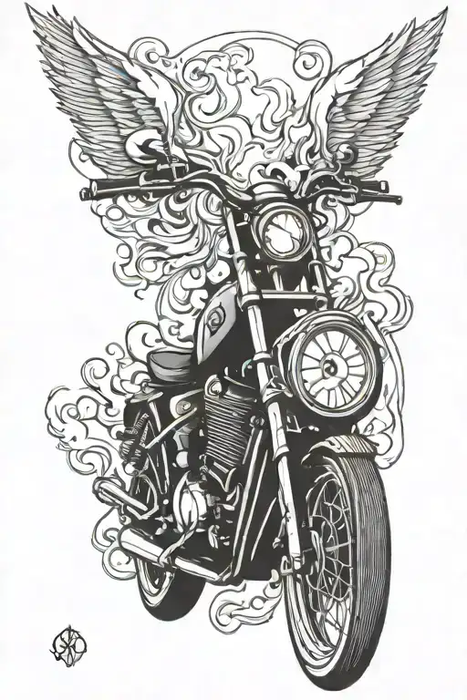 Flaming Motor Bike With Medical Symbol