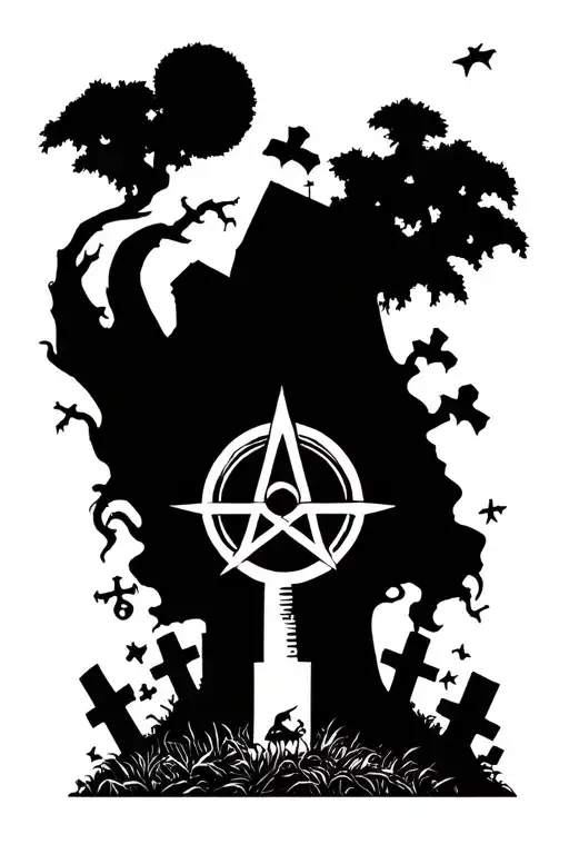 Pentagram Graveyard Scene