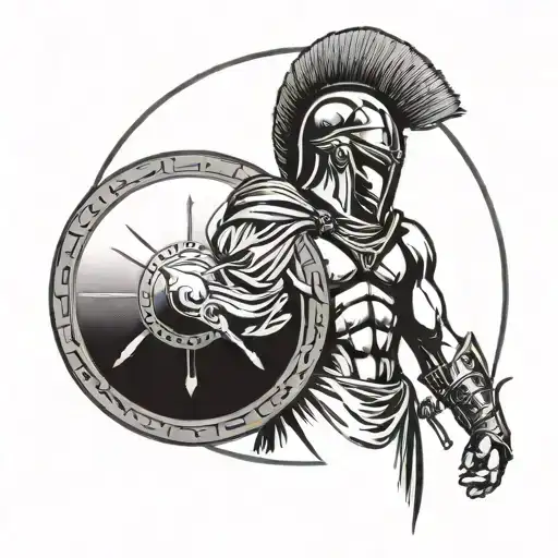 Spartan Warrior Holding His Shield