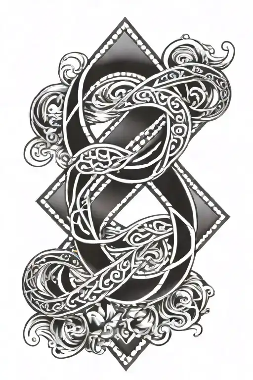 Infinity Symbol With Four Diamonds Placed Symetrically