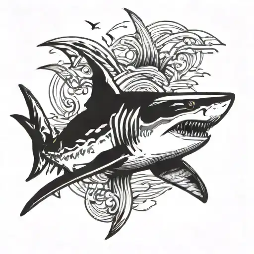 Side Profile Of A Great White Shark Outline