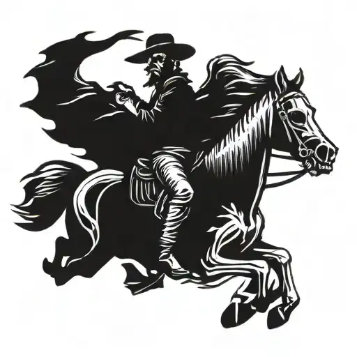 Skeleton Cowboy Riding A Zombie Horse