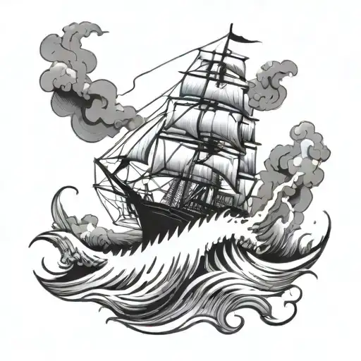 A Ship Sailing Through Stormy Seas