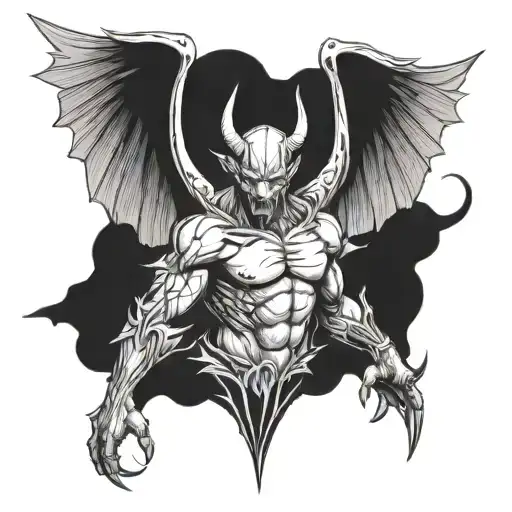 White Devil With Wings Spread