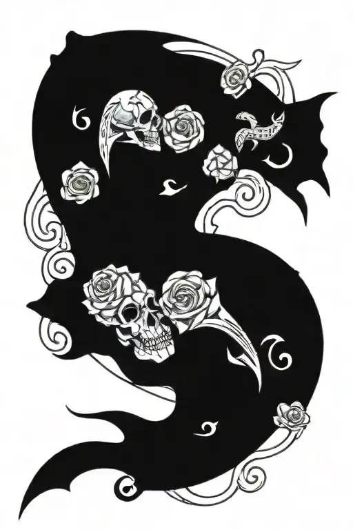 Zodiac Sign Leo And Pisces With Grim Reaper And Rose