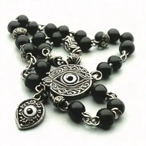 Rosary Beads Necklace With Evil Eye