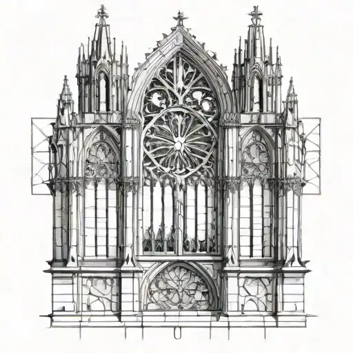 Gothic Cathedral Stained Glass Window Incorporating Elements