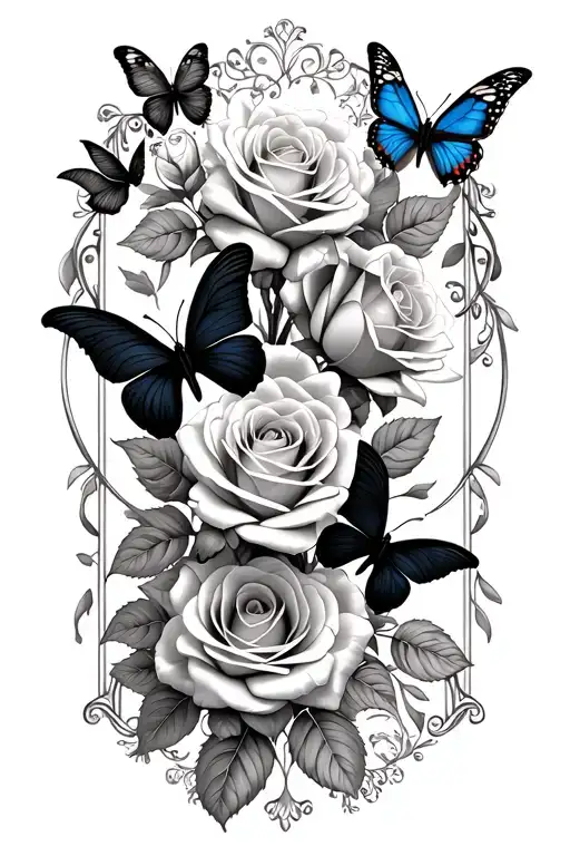 Roses And Butterflies